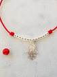 Pulsera de hilo regulable con mano de Fátima y detalles de plata  - Miniatura 2
