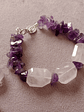 Conjunto de pulsera y aros de piedras amatista y cuarzo rosa - Miniatura 2