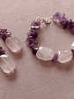 Conjunto de pulsera y aros de piedras amatista y cuarzo rosa - Miniatura 1