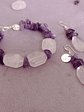 Conjunto de pulsera y aros de piedras amatista y cuarzo rosa - Miniatura 3