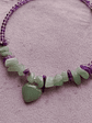 Collar de piedras corazón jade verde y amatista - Miniatura 3