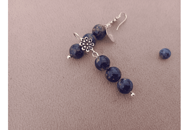 Aros flor de piedras lapislázuli 