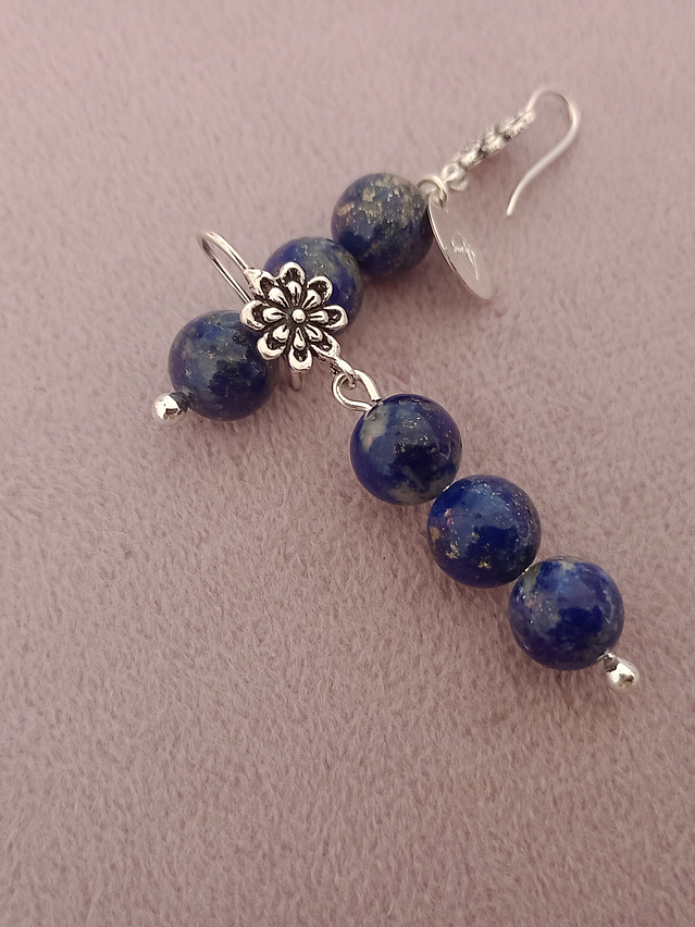 Aros flor de piedras lapislázuli  3