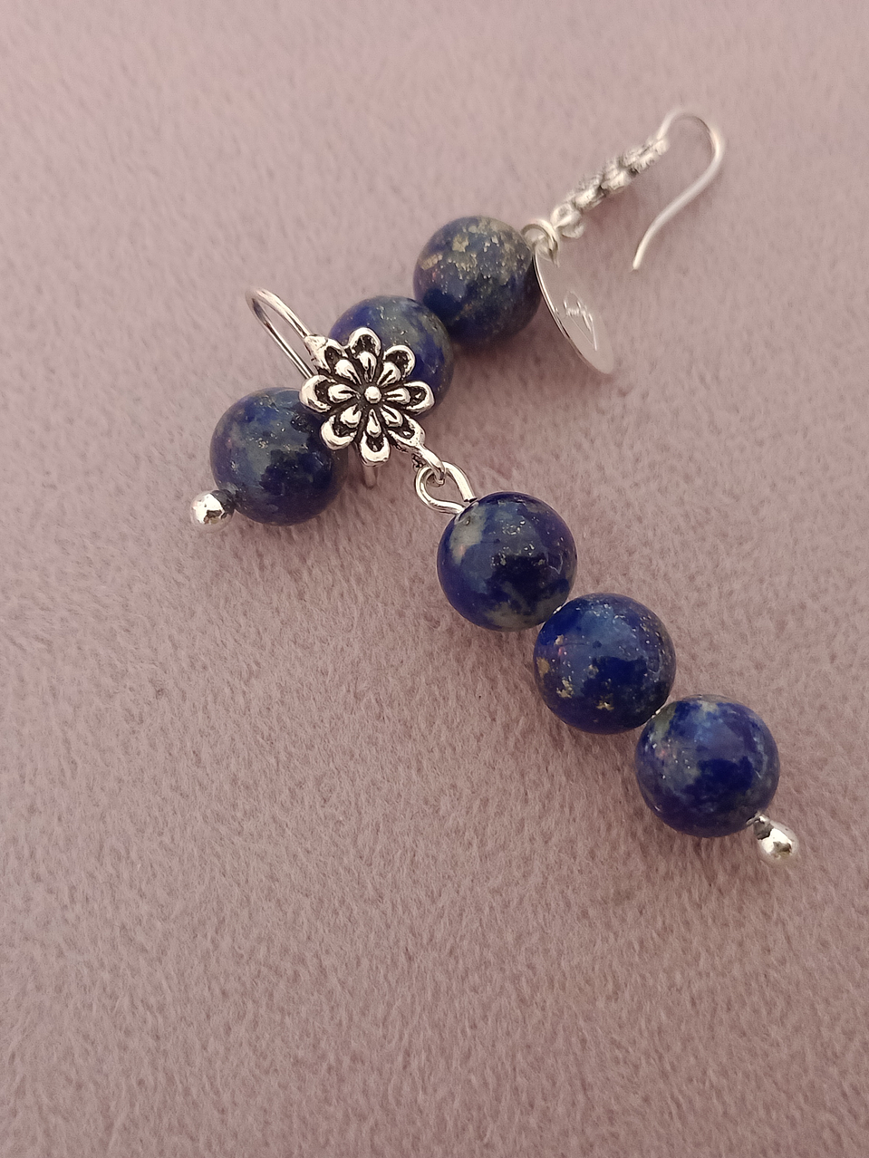 Aros flor de piedras lapislázuli  3