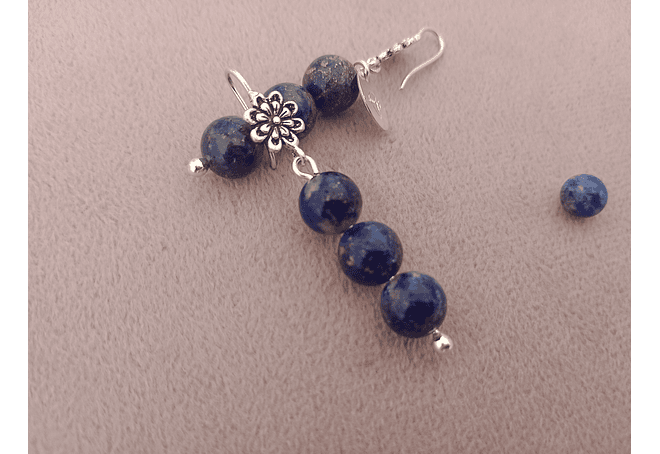 Aros flor de piedras lapislázuli 