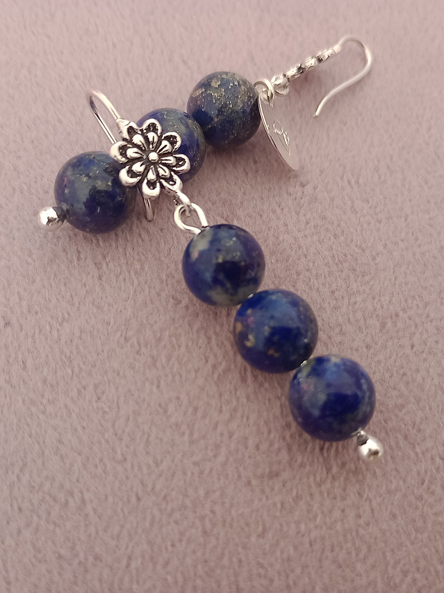 Aros flor de piedras lapislázuli  4