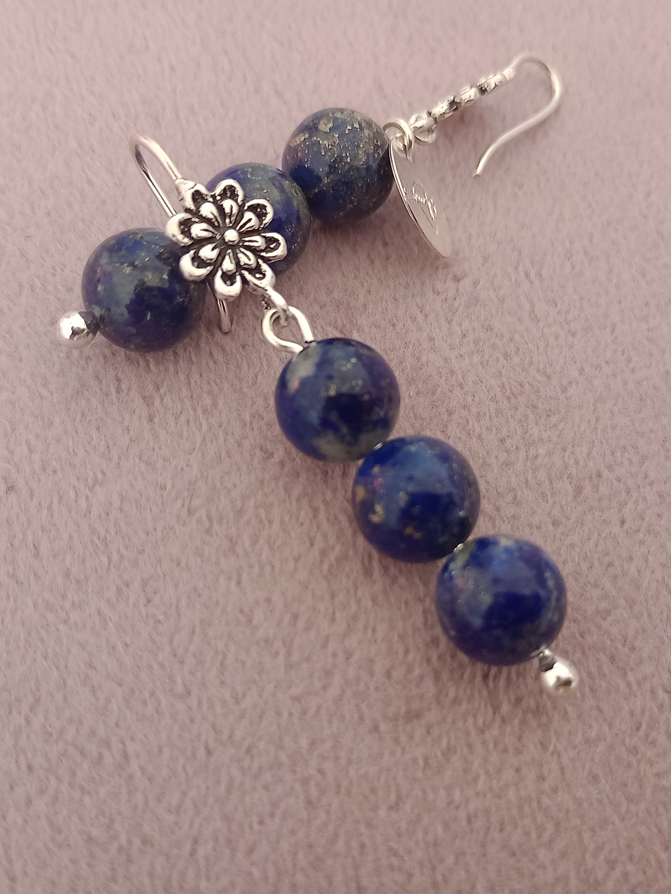 Aros flor de piedras lapislázuli  4