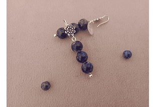 Aros flor de piedras lapislázuli 
