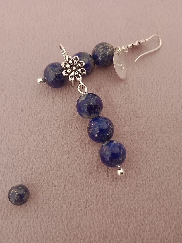 Aros flor de piedras lapislázuli  1