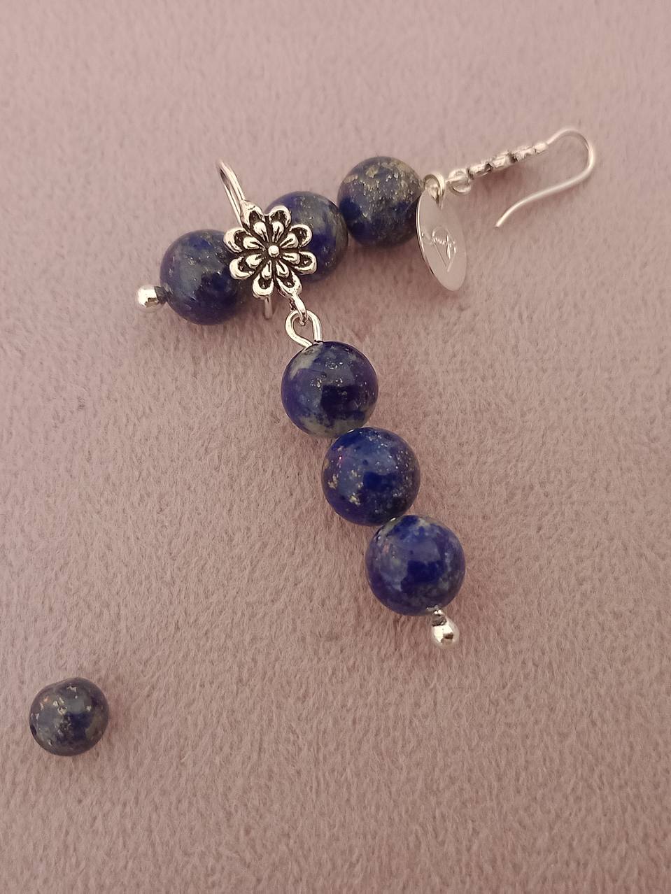 Aros flor de piedras lapislázuli  1