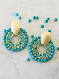 Aros tejidos a mano con delicas Miyuki y piedras turquesa en su contorno - Miniatura 2