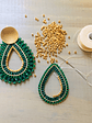 Aros tejidos con delicas, rocailles Miyuki y ágatas verdes en su contorno - Miniatura 2