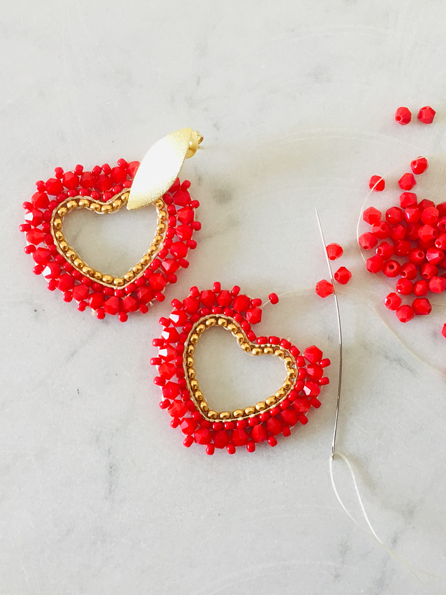 Aros tejidos a mano con rocailles Miyuki 4