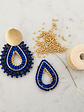 Aros tejidos a mano con delicas, rocailles Miyuki y piedras lapislázuli en su contorno - Miniatura 2