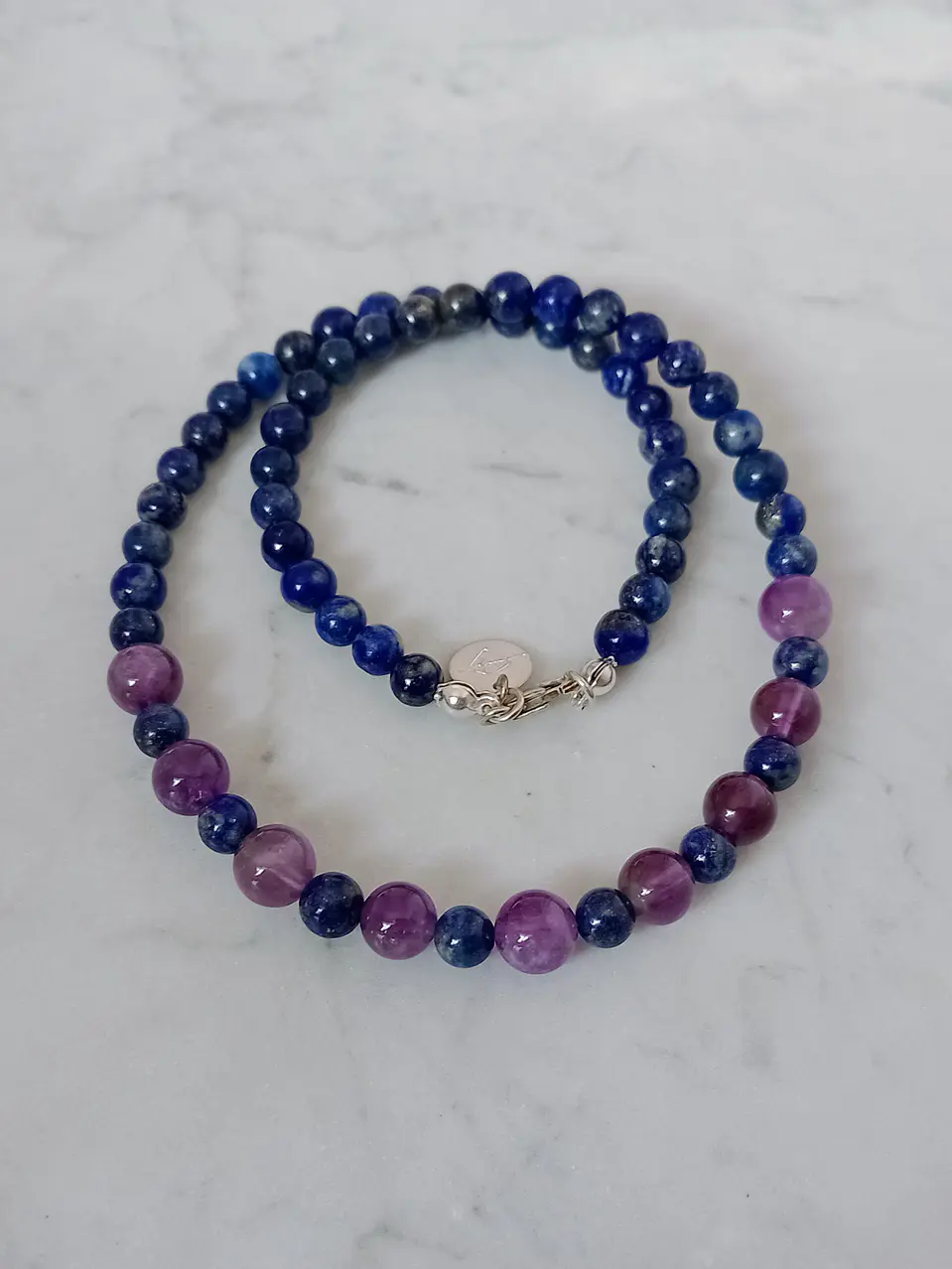 Collar de piedras lapislazuli y amatista 2