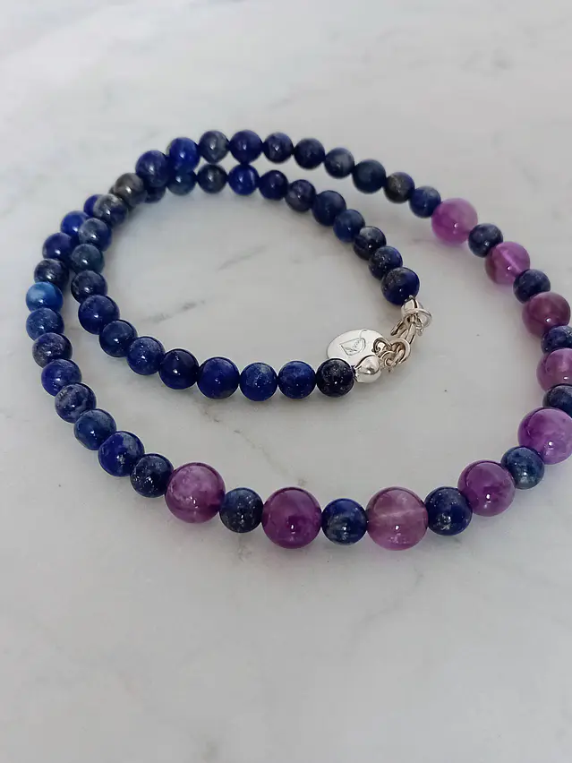 Collar de piedras lapislazuli y amatista 3