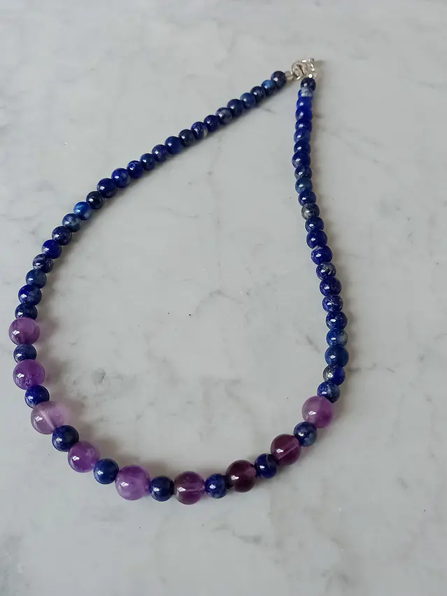 Collar de piedras lapislazuli y amatista 4