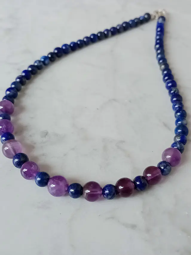 Collar de piedras lapislazuli y amatista 1