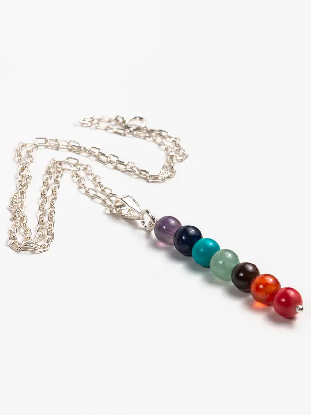 Cadena de plata 980 y colgante de los 7 chakras 1