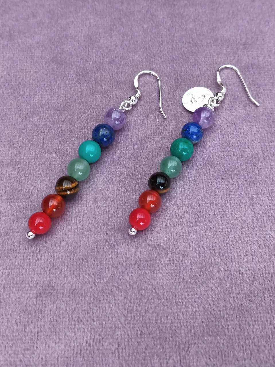 Conjunto de pulsera y aros de piedras de los 7 chakras 4