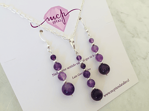 Conjunto de plata y piedras amatista