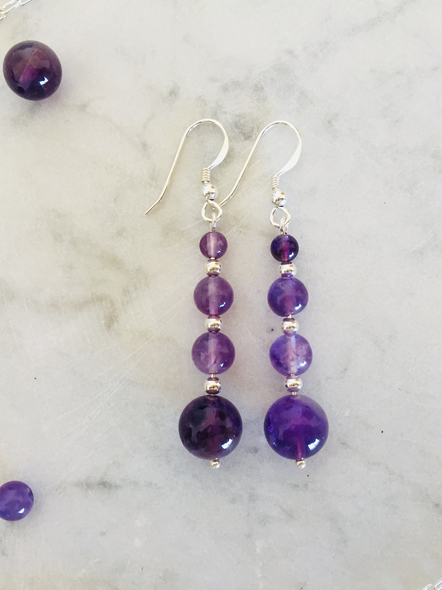 Conjunto de plata y piedras amatista 2