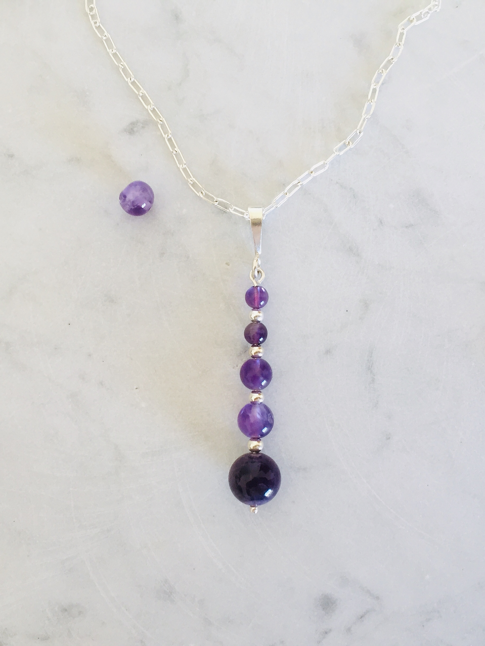 Conjunto de plata y piedras amatista 3