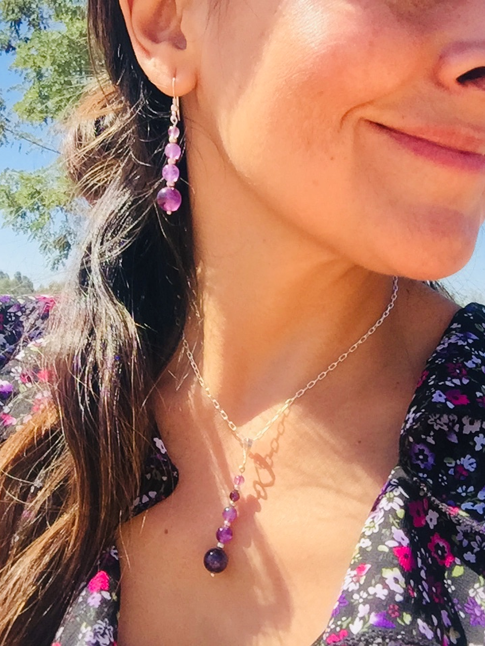 Conjunto de plata y piedras amatista 5