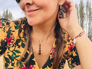 Conjunto de plata y piedras ónix