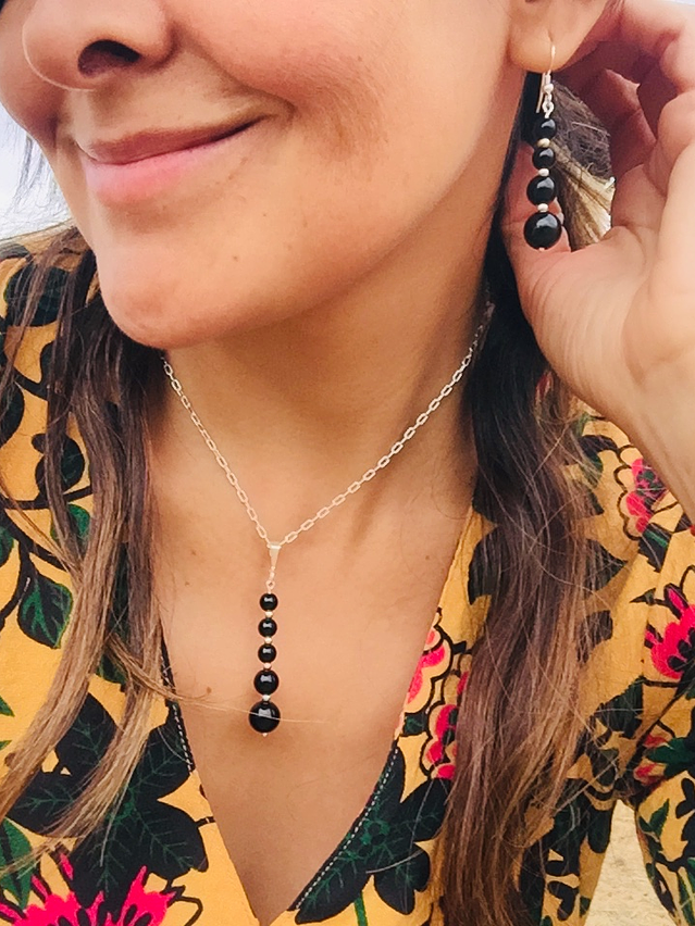 Conjunto de plata y piedras ónix 1