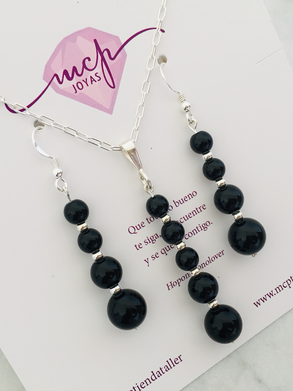 Conjunto de plata y piedras ónix 2