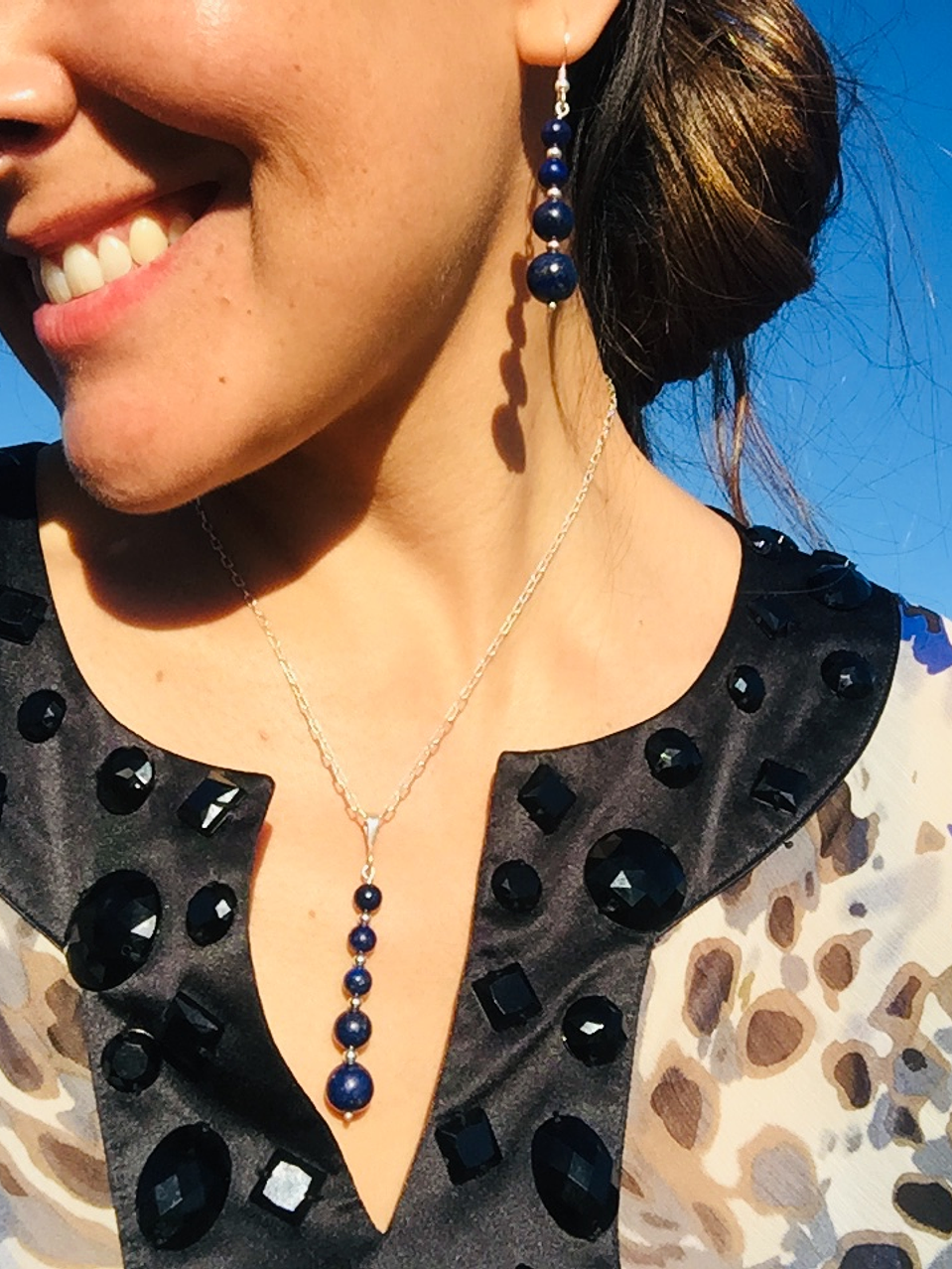 Conjunto de plata y piedras lapislazuli 1