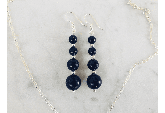 Conjunto de plata y piedras lapislazuli