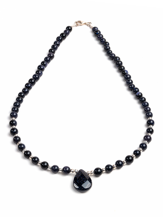 Collar de piedras lluvia de estrellas y detalles de plata 1