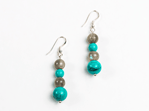Aros de piedras labradorita y turquesa