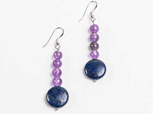 Aros de piedras amatista y lapislazuli
