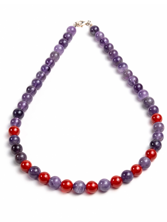 Collar de piedras amatista y ágata cornalina 1