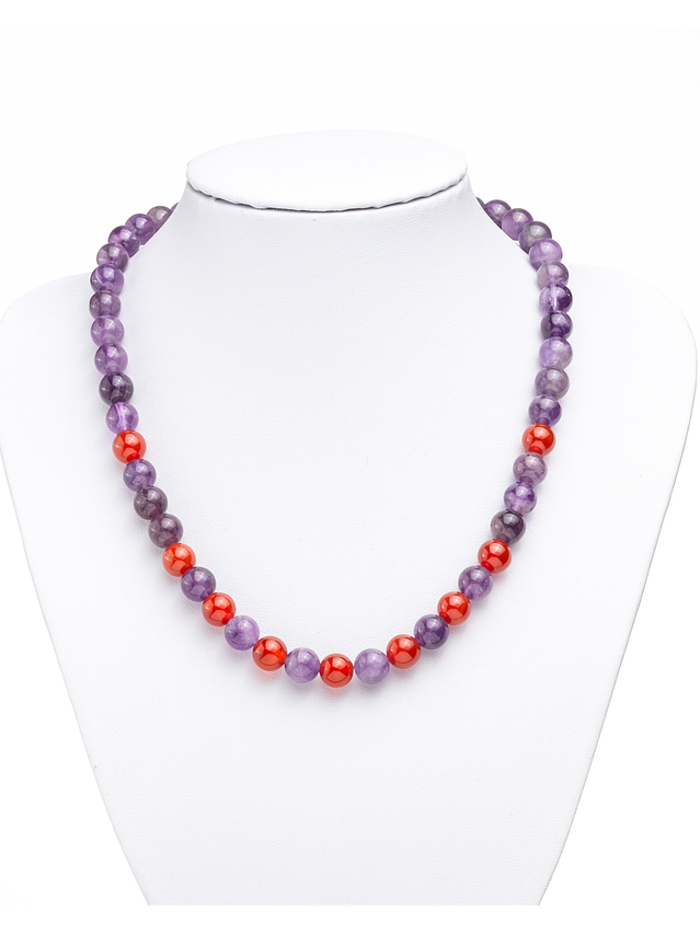 Collar de piedras amatista y ágata cornalina 2