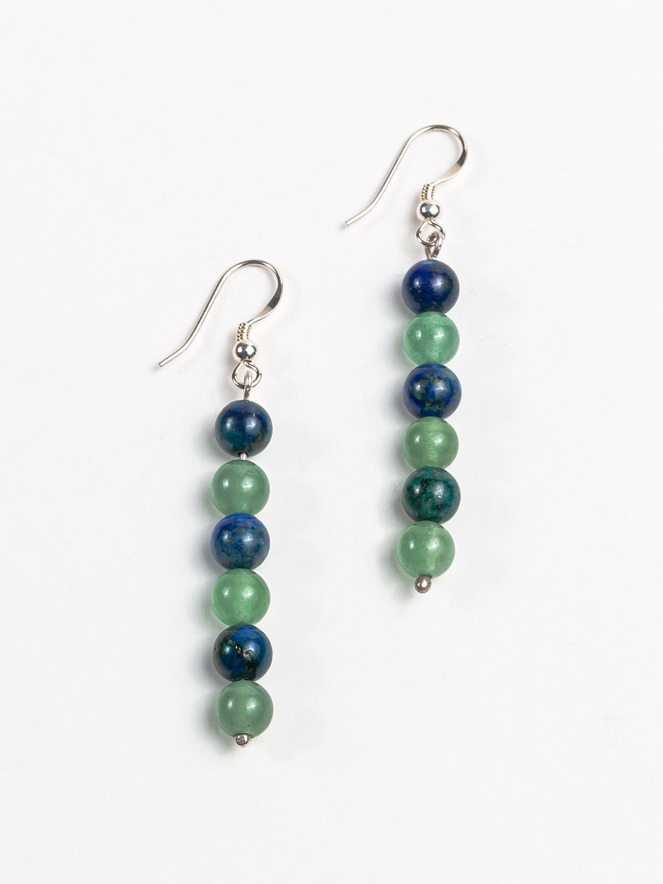 Aros de piedras jade verde y azurita 1