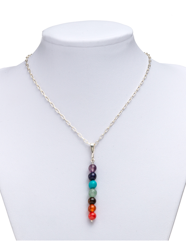 Conjunto de plata y piedras de los 7 chakras 3