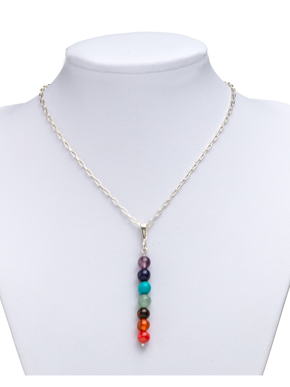 Conjunto de plata y piedras de los 7 chakras 3