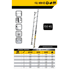 ESCALERA ALUMINIO RECTA 14 PASOS 3.98m ALCANCE MAXIMO 5.45m PESO : 5.6kg SOPORTE 150kg 2