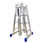 ESCALERA ALUMINIO MULTIUSOS 12 PASOS EXTENDIDA 371 cm TIPO TIJERA 182cm ANDAMIO 106 cm PESO : 10.9kg SOPORTE 150kg 1