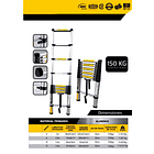 ESCALERA ALUMINIO RETRACTIL ACOPLABLE 6 PASOS LONGITUD 2m DESPLEGADA 200x45 5x6.5 cm PESO : 8kg SOPORTE 150kg 2