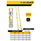 ESCALERA FIBRA DE VIDRIO RECTA 12 PASOS 3.66m ALCANCE MAXIMO 5.13m PESO: 10.0 kg SOPORTE 150kg 2