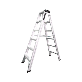 ESCALERA ALUMINIO TIJERA DOBLE ACCESO 7 PASOS 2.13m ALCANCE MAXIMO 3.42m PESO : 10.09kg SOPORTE 150kg