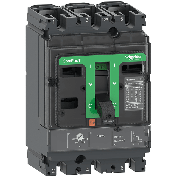 INTERRUPTOR AUTOMATICO REGULABLE 3P 22 a 32A NSX 85KA 220V COMPACT Schneider 