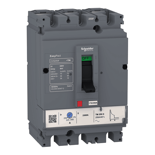INTERRUPTOR AUTOMATICO REGULABLE EASYPACT CVS 3P 112 a 160A 70KA 220V Schneider 
