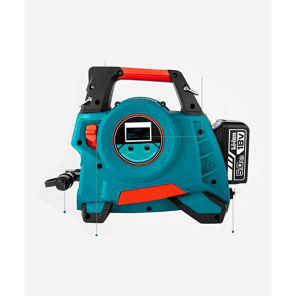 BOMBA HIDRAULICA INDUSTRIAL CON BATERIA PRESIÓN 700BAR FUERZA 490W  2