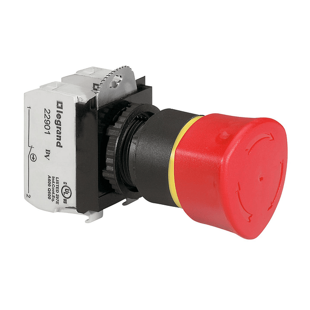 PULSADOR PARADA EMERGENCIA ROJO 1NA+1NC LEGRAND 